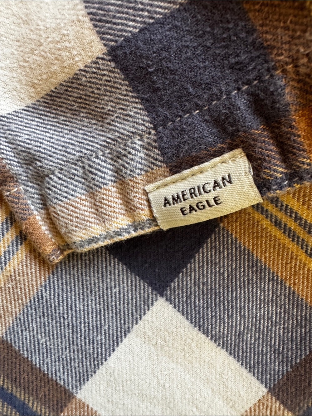 American Eagle Men's Flannel Shirt Khaki Super Soft Flannel Plaid Button Down S - Picture 13 of 13